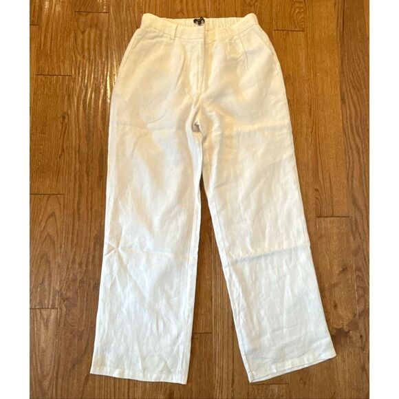 Quince NWT white 100% linen trouser pleat pant lined 6 - Picture 5 of 16